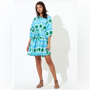 Oliphant 3/4 Drop Waist Dress, Ikat Blue